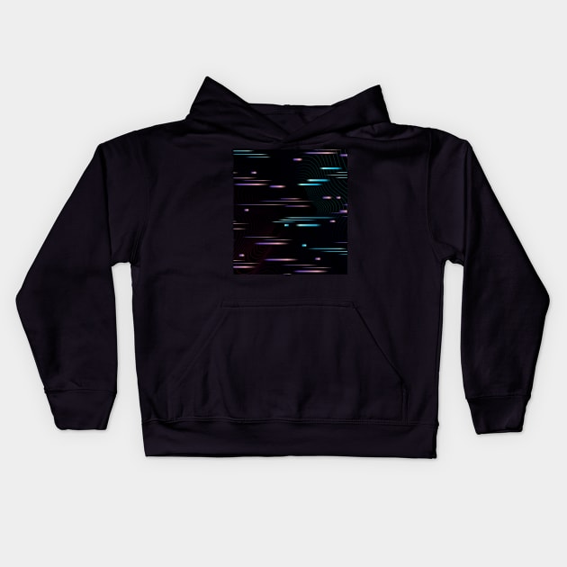 Neon Glitch Futuristic Kids Hoodie by edmproject